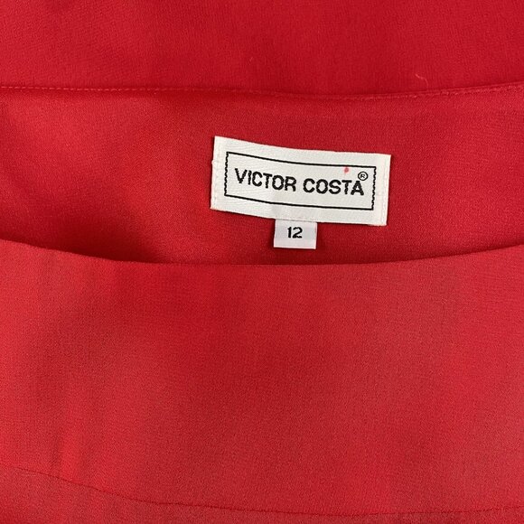 VNTG  Victor Costa Womens Red Ruffle Detail Maxi Pencil Skirt Size 12  USA NWT - Picture 3 of 8